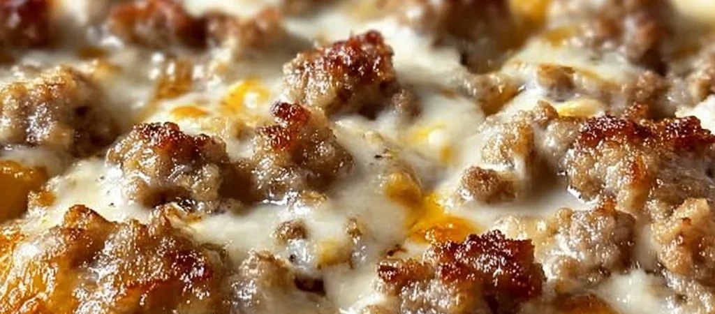 Biscuits and Sausage Gravy Breakfast Pizza