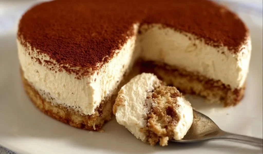 Fetta di Cheesecake al Caffè su piatto decorato
