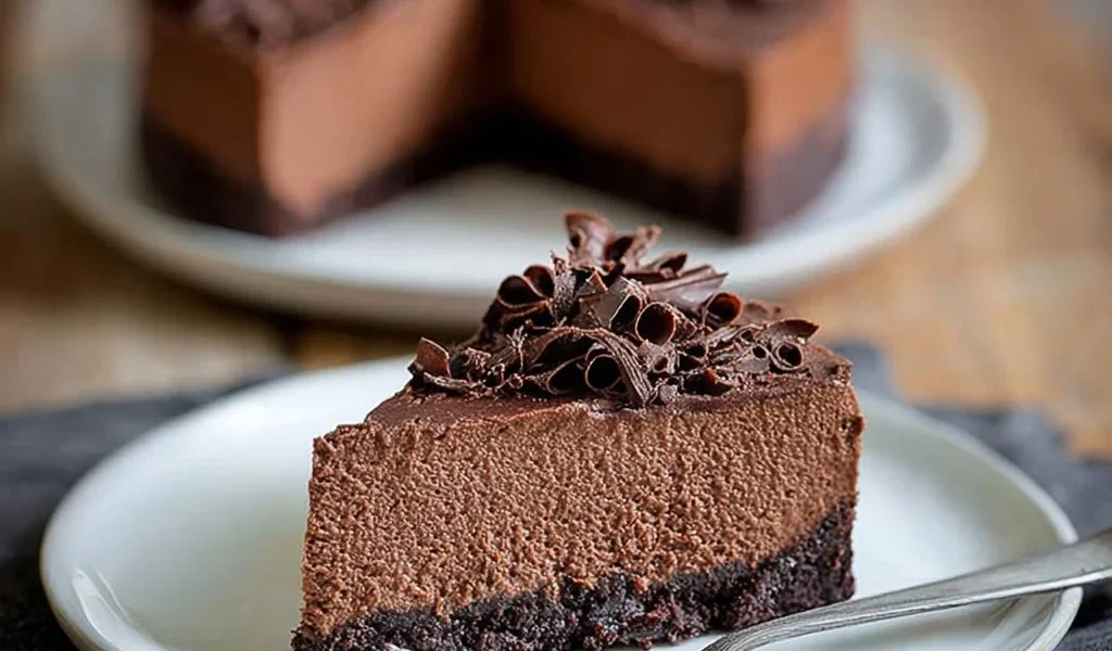 Cheesecake al cioccolato pronta in 30 minuti con una decorazione golosa