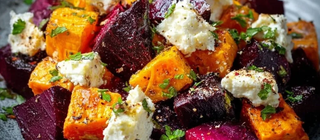 Insalata di barbabietole arrostite con feta cremosa