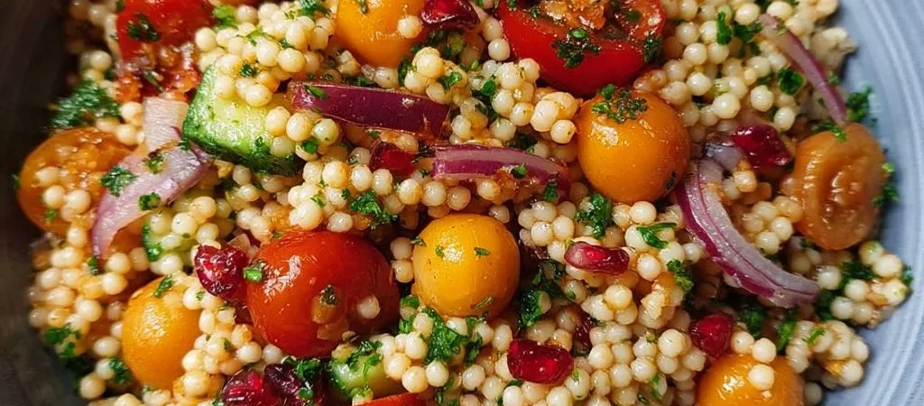 Insalata di couscous perlato vegana fresca e leggera