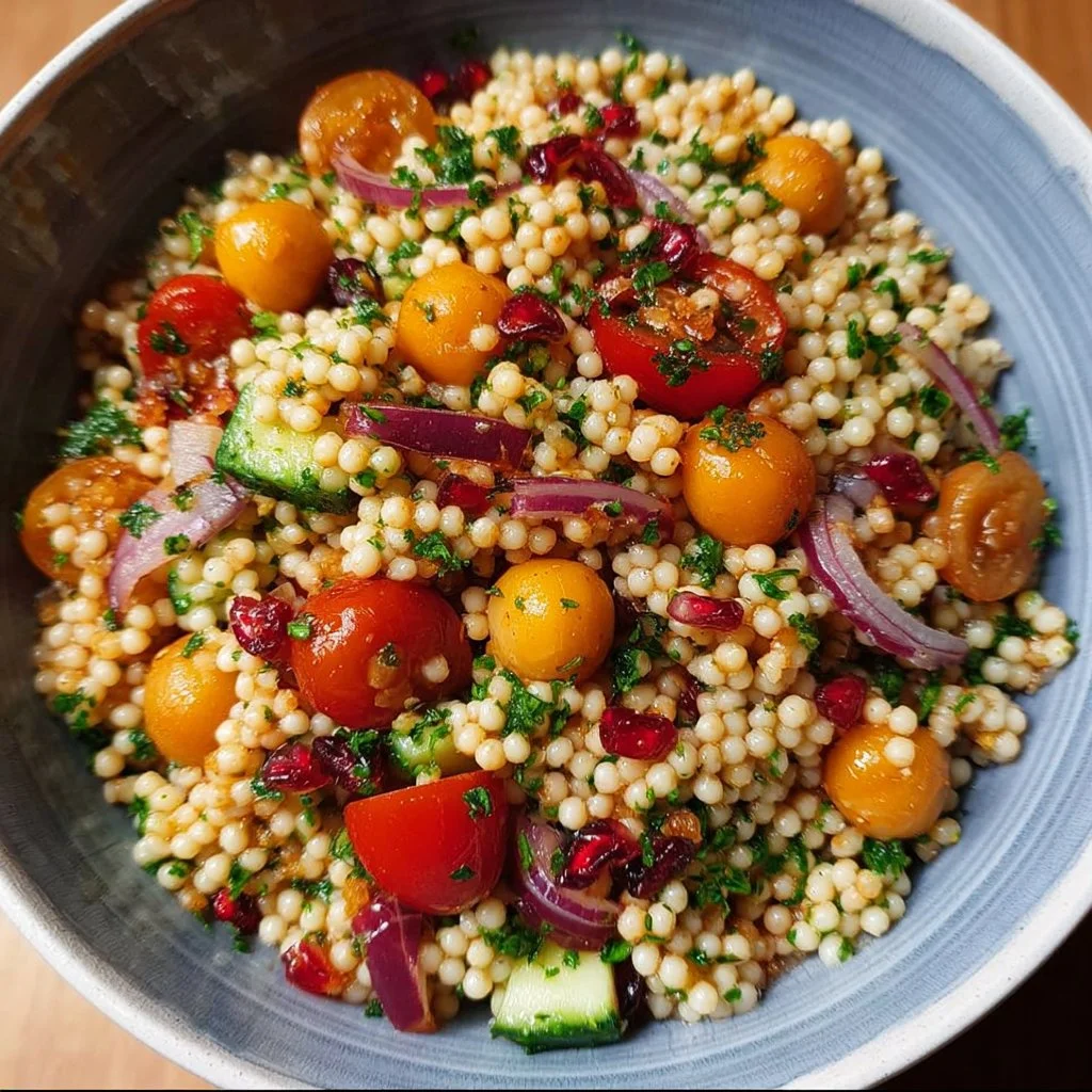 Insalata di couscous perlato vegana fresca e leggera