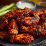 Chicken Wings croccanti con salsa BBQ piccante in un piatto