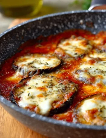 Melanzane alla pizzaiola servite con pomodoro fresco e spezie