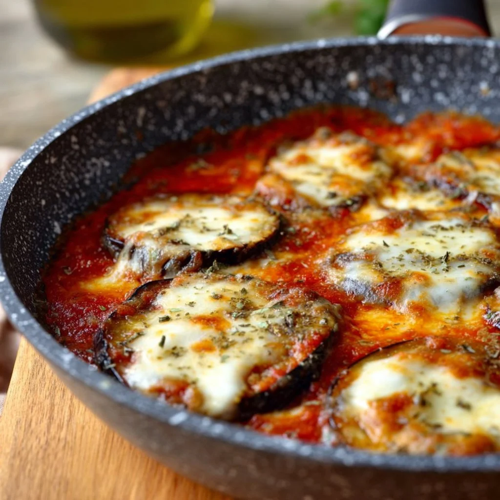 Melanzane alla pizzaiola servite con pomodoro fresco e spezie