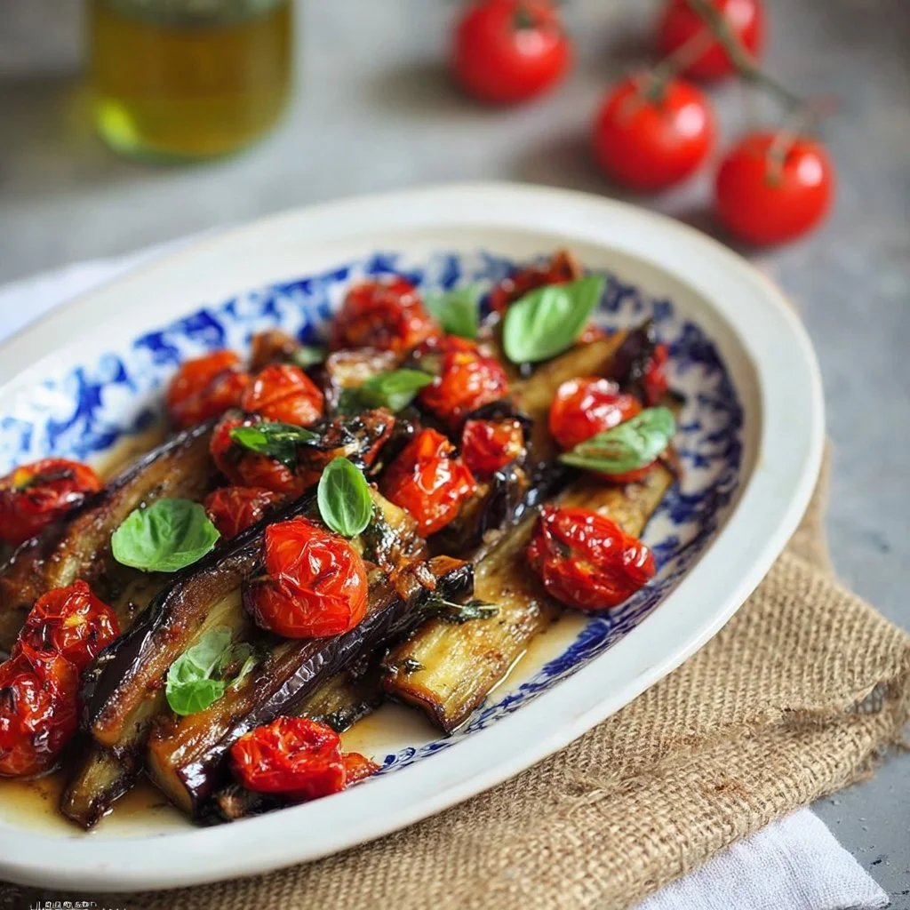 Melanzane spaccatelle al forno dorate e appetitose