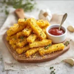 Stick di Polenta al Forno, croccanti e gustosi, pronti da gustare.