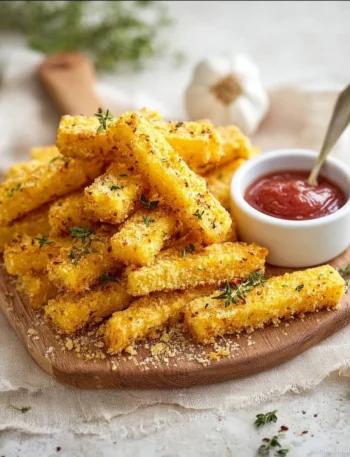 Stick di Polenta al Forno, croccanti e gustosi, pronti da gustare.