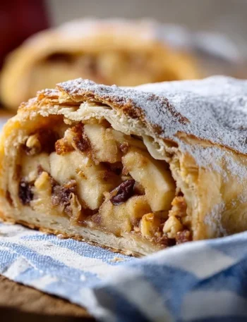 Strudel di mele tradizionale del Trentino con mele fresche e pasta sfoglia