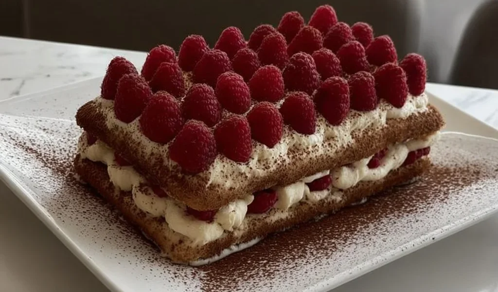 Delizioso tiramisù con fragole e caffè, dessert tradizionale italiano