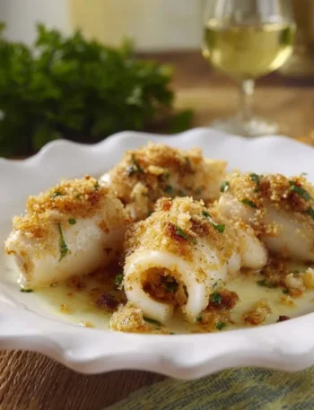 Calamari ripieni al forno condita con erbe fresche