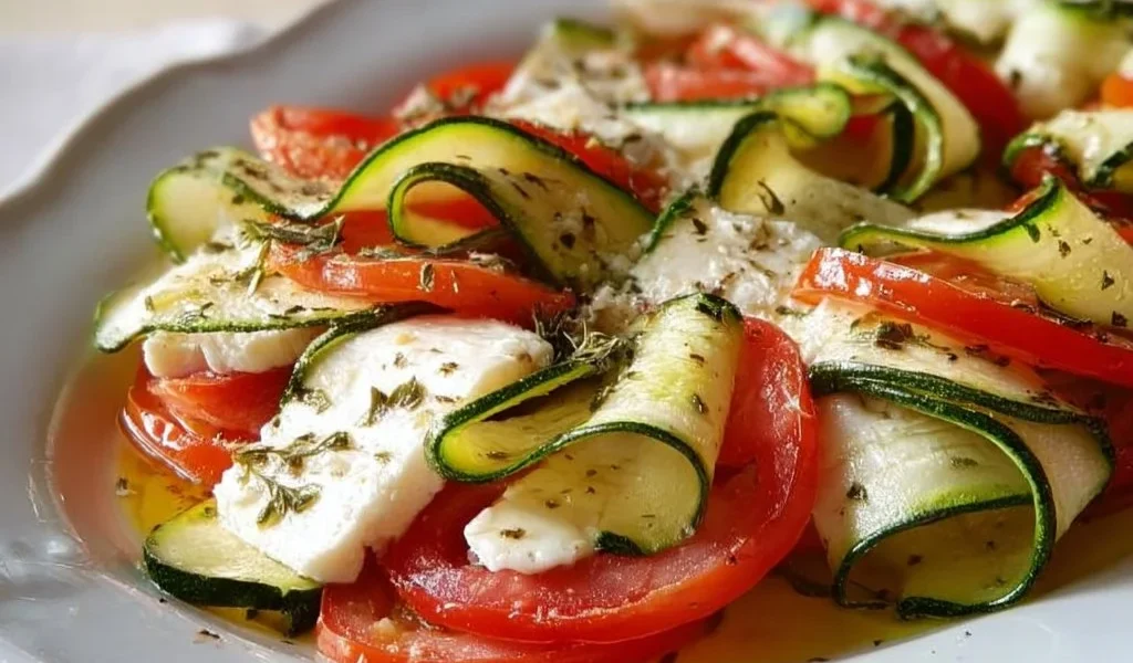 Caprese alle zucchine fresca e colorata con ingredienti naturali
