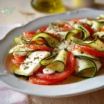 Caprese alle zucchine fresca e colorata con ingredienti naturali