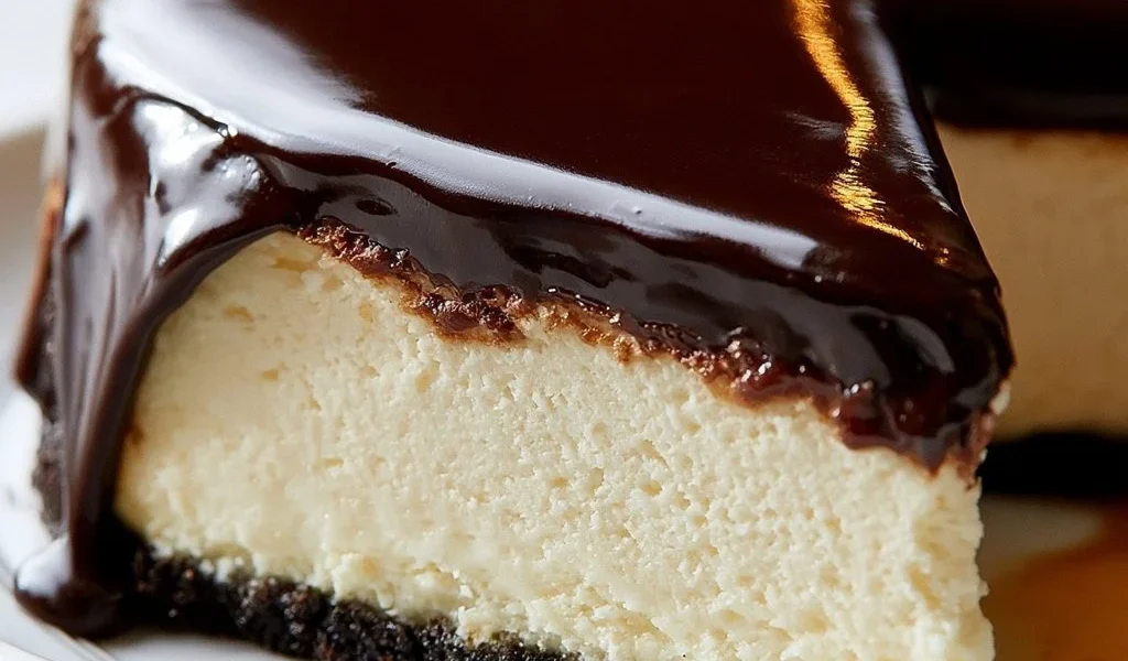 Cheesecake al Cioccolato decorata con cioccolato fondente e frutta fresca