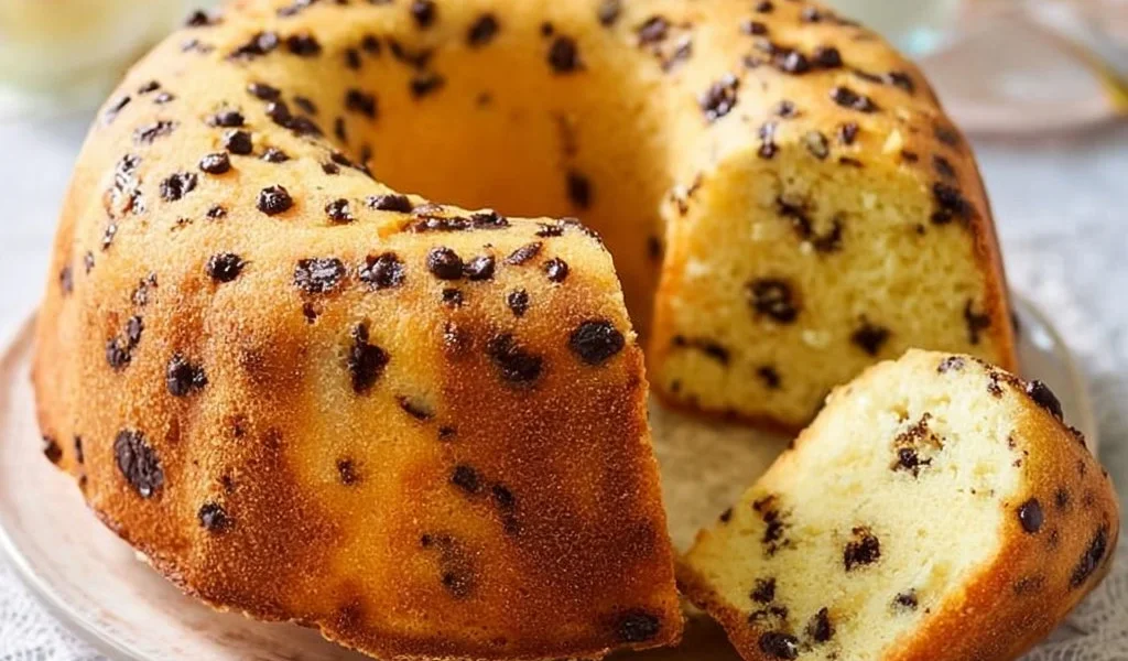 Ciambella soffice per colazione con gocce di cioccolato