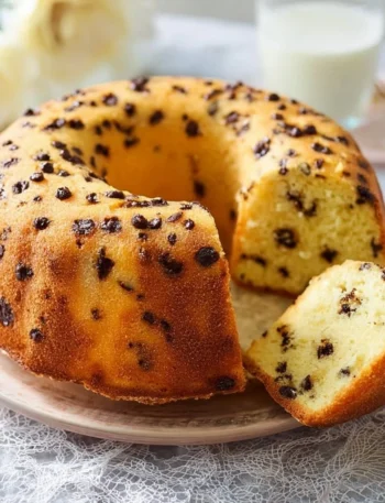Ciambella soffice per colazione con gocce di cioccolato