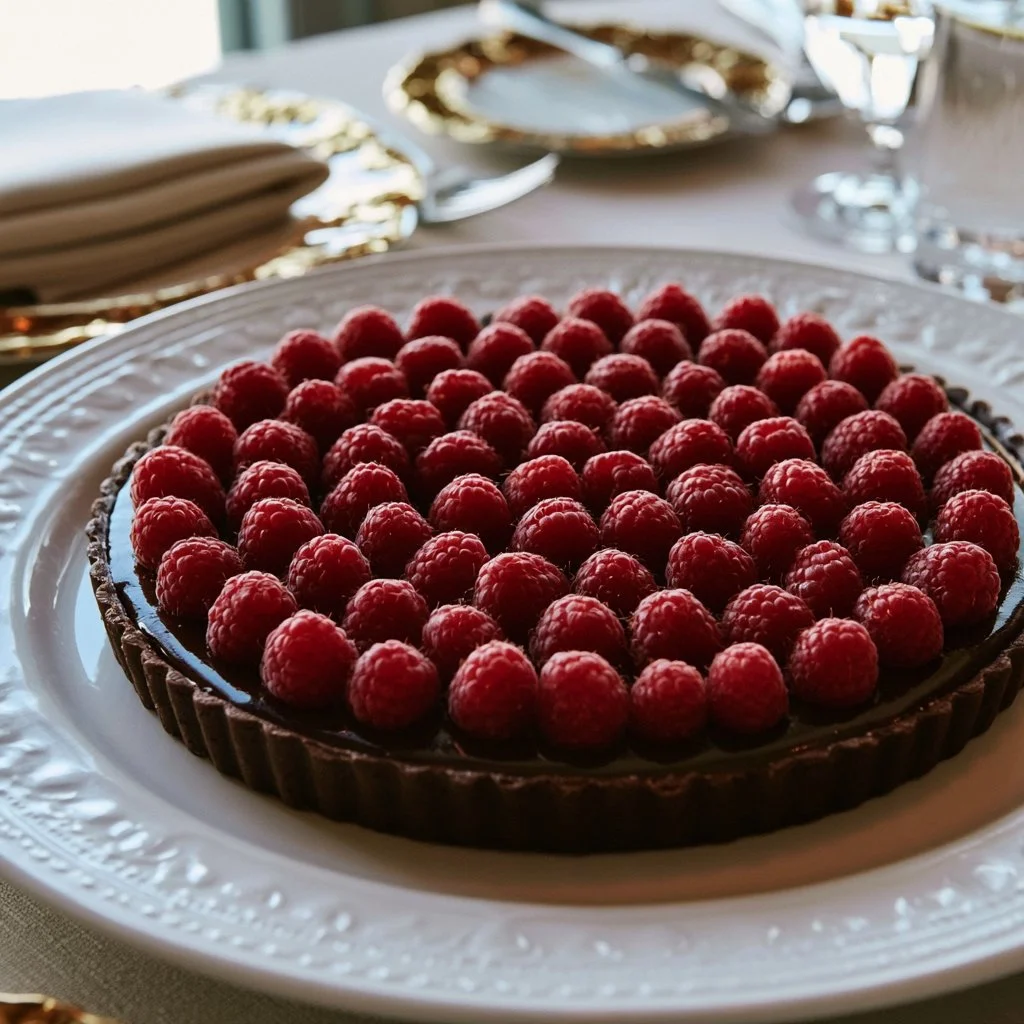 Crostata con cioccolato e lamponi