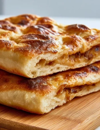 Focaccia Pugliese Ripiena di Cipolle fresca e invitante.