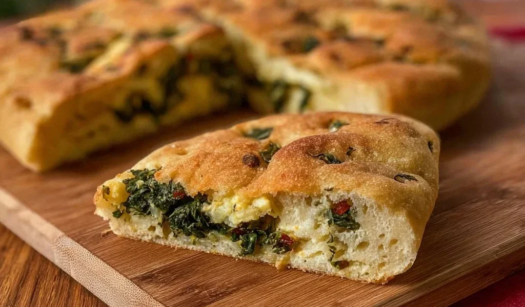 Focaccia ripiena alle erbette, un piatto saporito e facile da preparare.