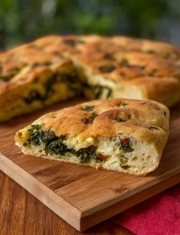Focaccia ripiena alle erbette, un piatto saporito e facile da preparare.