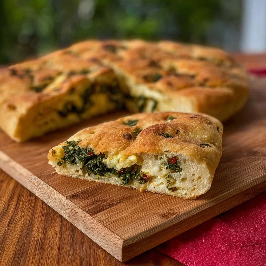 Focaccia ripiena alle erbette, un piatto saporito e facile da preparare.