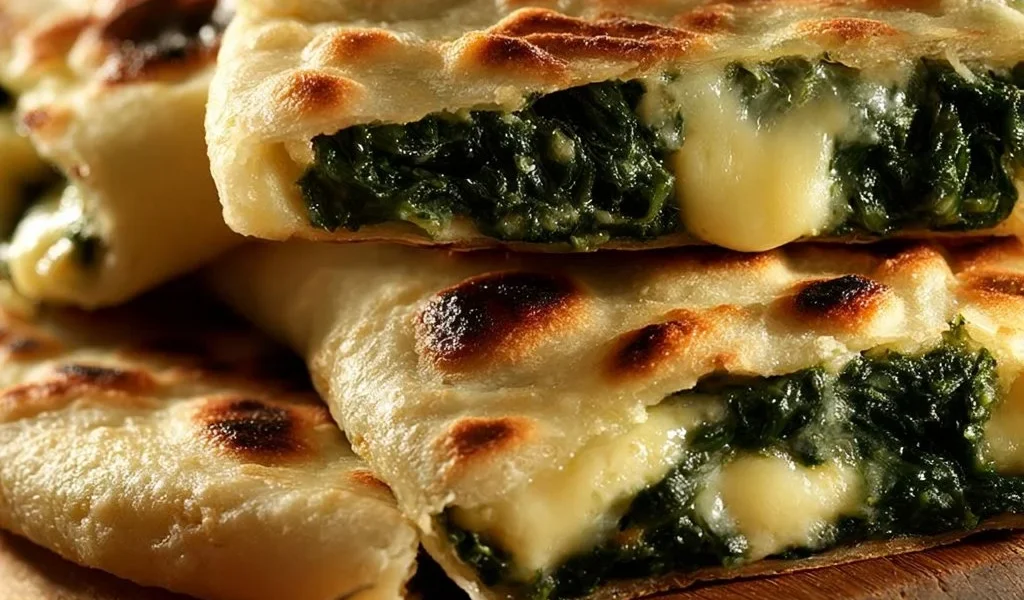 Focaccia ripiena con friarielli e formaggio, piatto tipico italiano