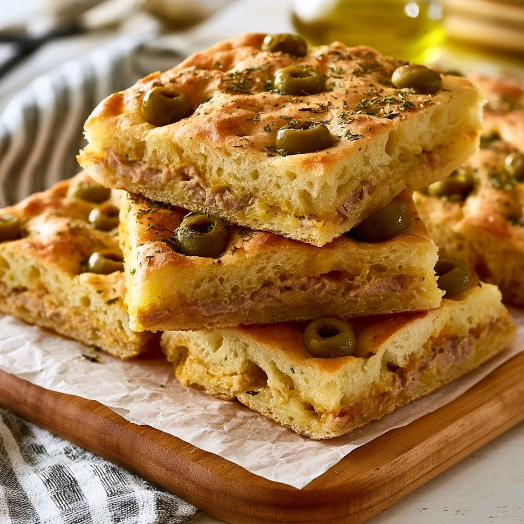 Focaccia Ripiena con Tonno, un gustoso piatto italiano ripieno di tonno