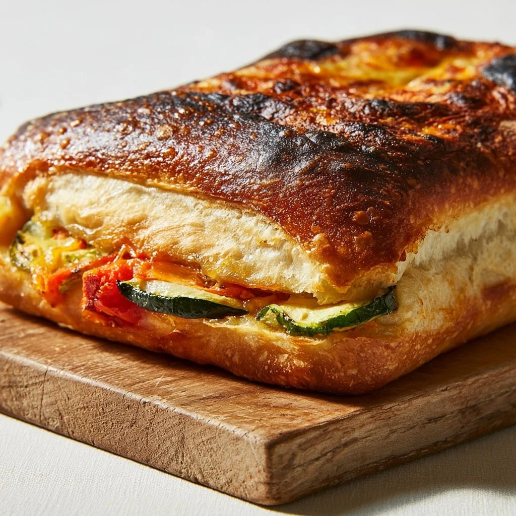 Focaccia ripiena di verdure fresca e gustosa