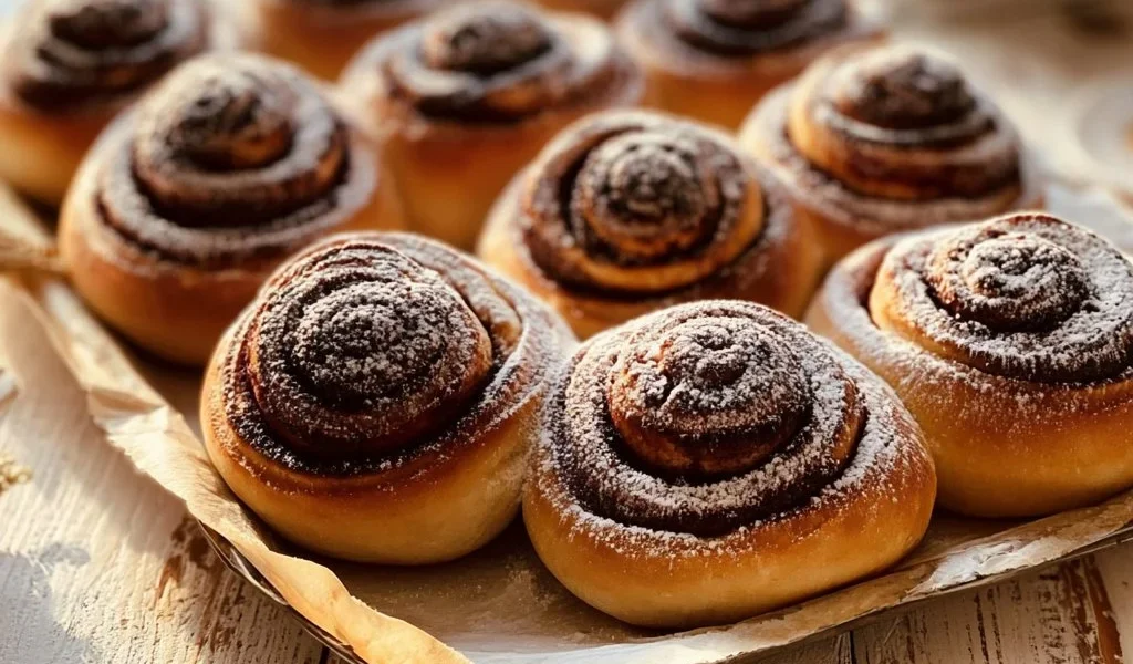 Girelle alla Nutella fresche e golose su un piatto decorativo