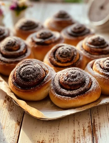 Girelle alla Nutella fresche e golose su un piatto decorativo