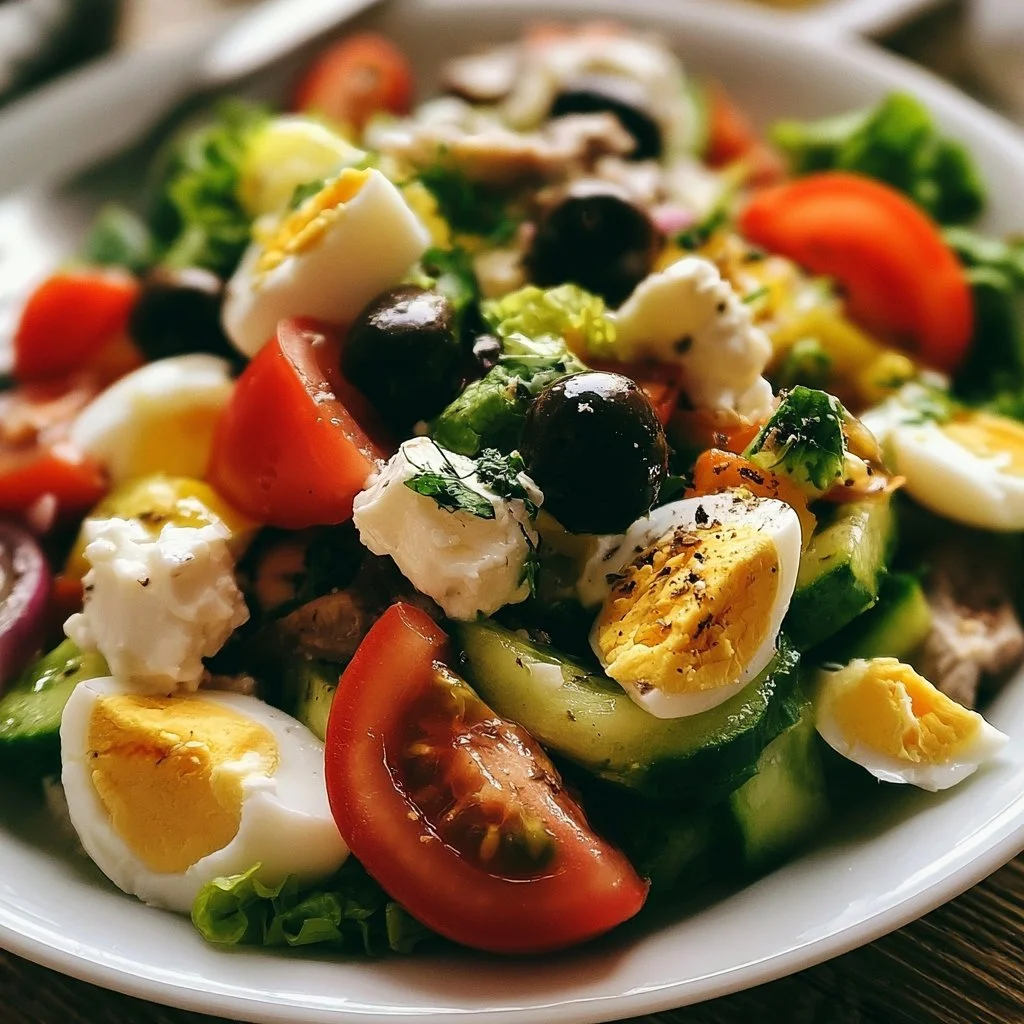 Insalata mediterranea con verdure fresche e ingredienti colorati