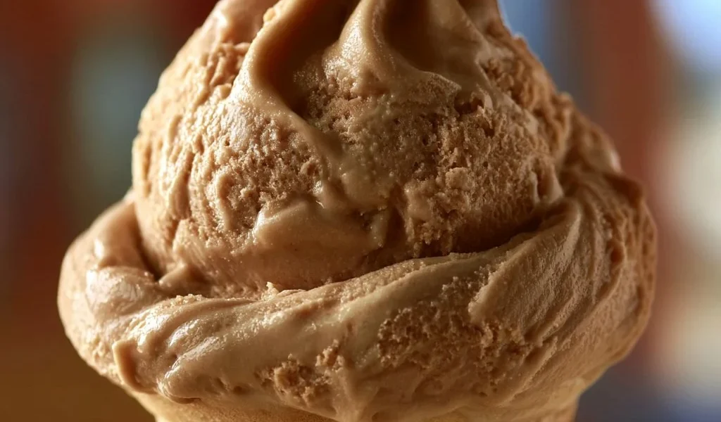 Gelato alla nocciola cremoso senza gelatiera in una coppa decorata
