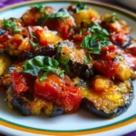 Melanzane a funghetto cucinate in un piatto tradizionale italiano