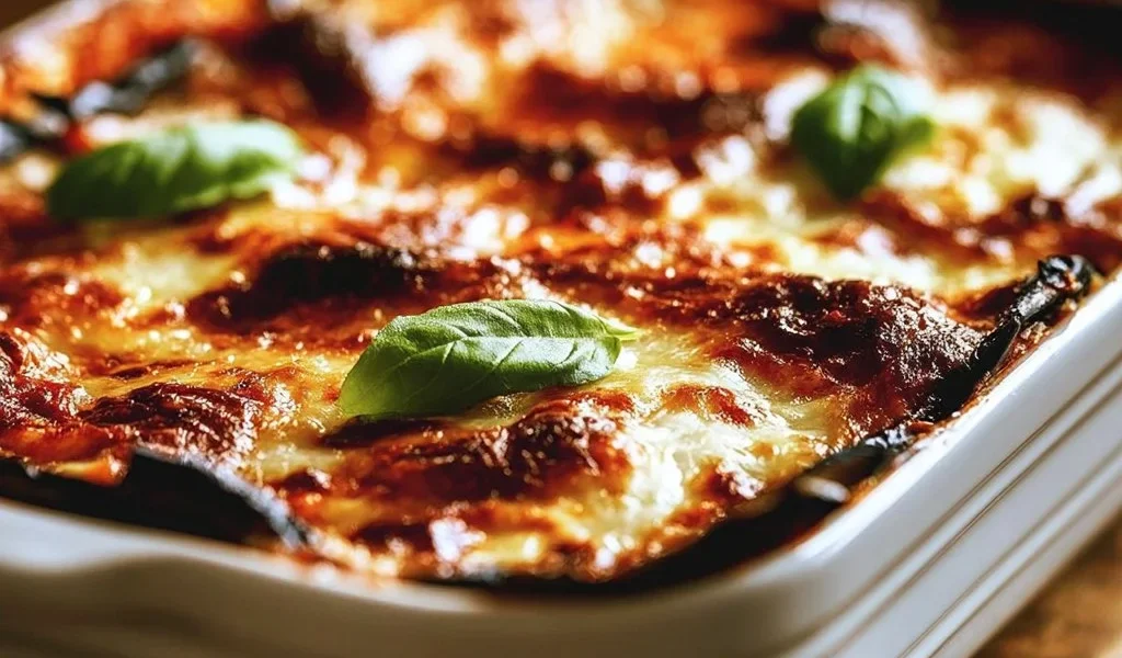 Deliziosa parmigiana di melanzane con mozzarella e salsa di pomodoro