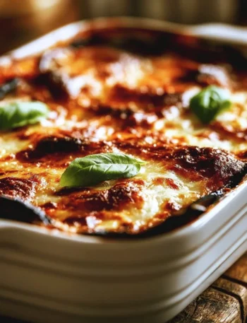 Deliziosa parmigiana di melanzane con mozzarella e salsa di pomodoro