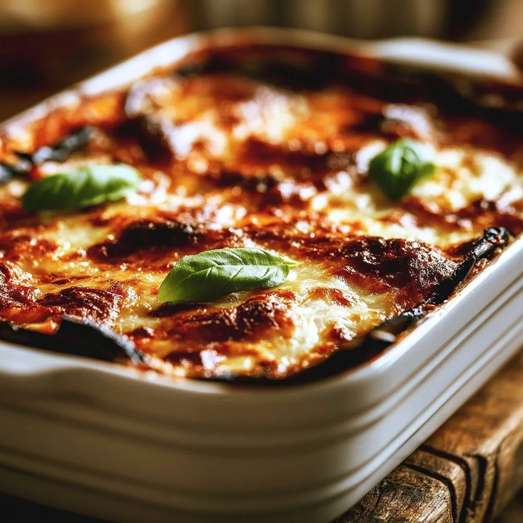 Deliziosa parmigiana di melanzane con mozzarella e salsa di pomodoro