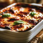 Deliziosa parmigiana di melanzane con strati di melanzane e formaggio.