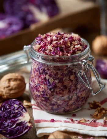 Pesto di radicchio fresco preparato con ingredienti genuini.