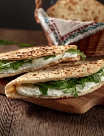 Piadina fatta in casa con ingredienti freschi e morbidi