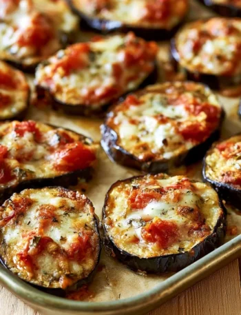 Pizzette di melanzane con pomodorini freschi e mozzarella filante