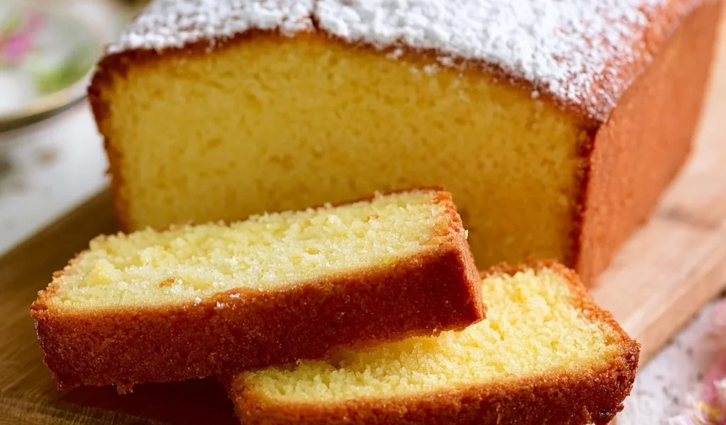 Plumcake al latte senza burro e senza yogurt su un piatto bianco