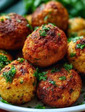 Polpette di melanzane pronte da servire, piatto vegetariano delizioso.