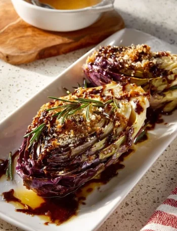 Radicchio in padella con pangrattato croccante pronto da servire