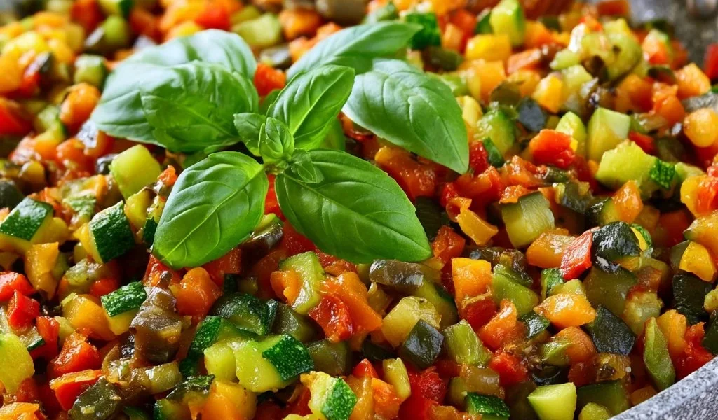 Ratatouille di Verdure in Padella, un piatto gustoso e colorato.