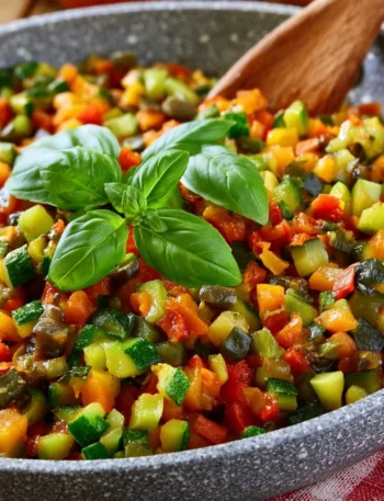 Ratatouille di Verdure in Padella, un piatto gustoso e colorato.