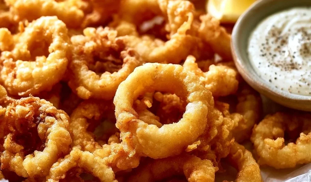 Calamari fritti in pastella tempura serviti su un piatto