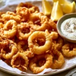 Calamari fritti in pastella tempura serviti su un piatto