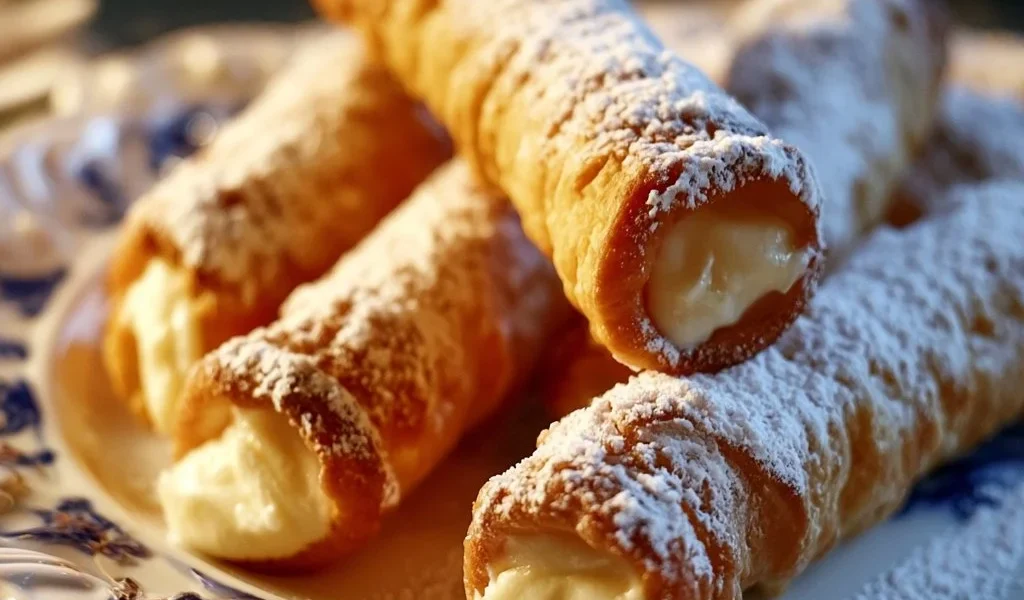 Sigarette dolci alla ricotta siciliane su un piatto elegante
