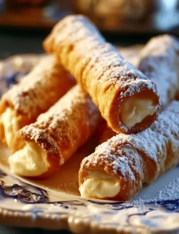 Sigarette dolci alla ricotta siciliane su un piatto elegante