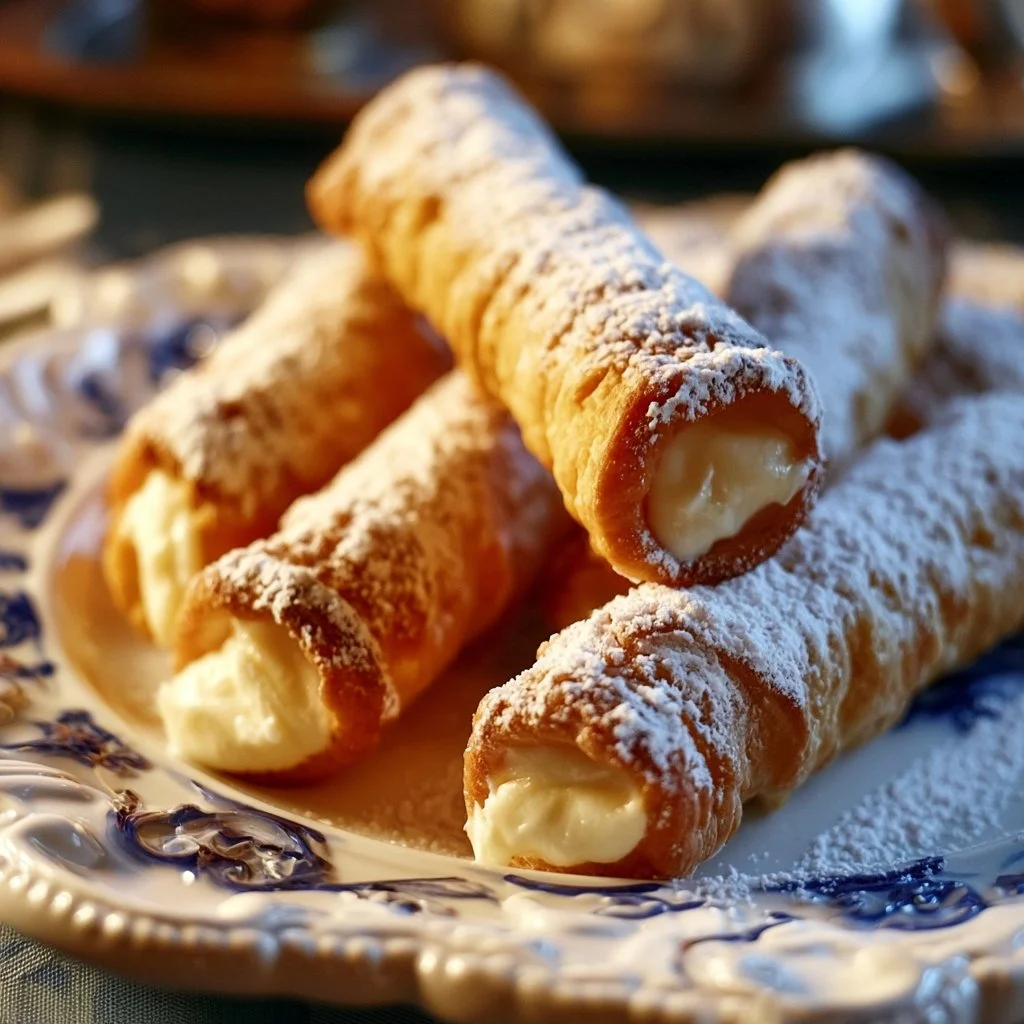 Sigarette dolci alla ricotta siciliane su un piatto elegante